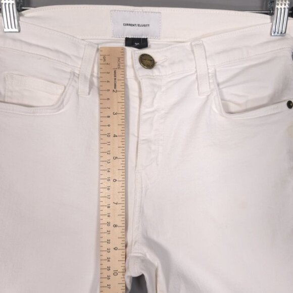 CURRENT ELLIOTT Women’s THE STILETTO SUGAR RELEASED HEM Jeans White USA MADE 28 - Picture 4 of 14